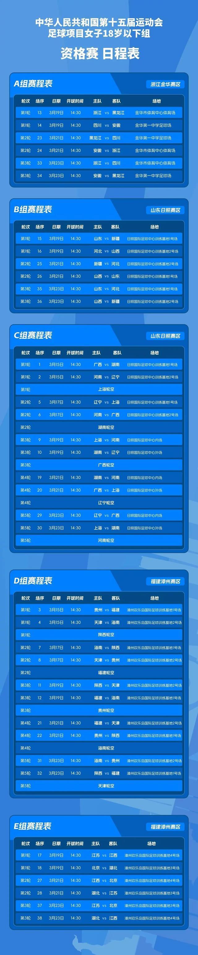 赛程安排揭晓，全力备战